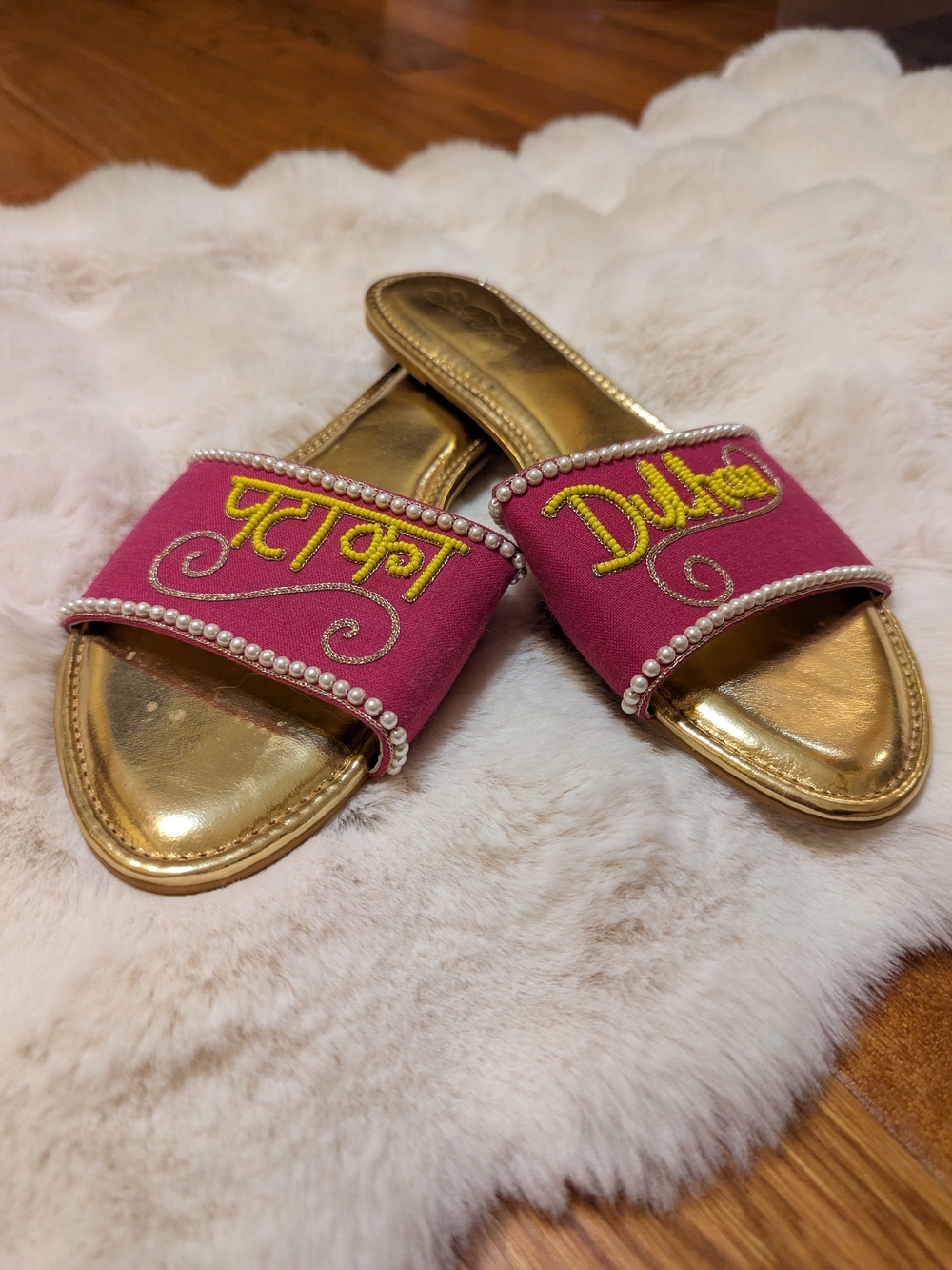 Pink Embroidered Indian Bridal Sandals